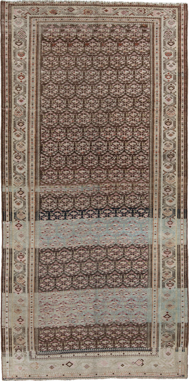 5' x 10' one-of-a-kind handmade vintage NW Persian medium size rug. Color palette: gray, light gray, pink, off-white, black