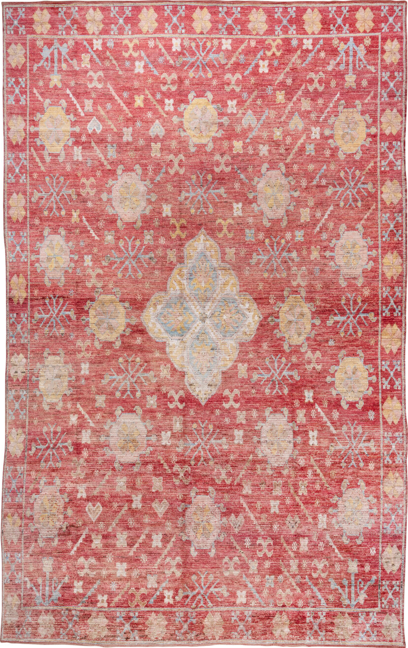 10' x 16' one-of-a-kind handmade vintage Oushak rug. Color palette: brown, dark gray, gray, indian red, light gray