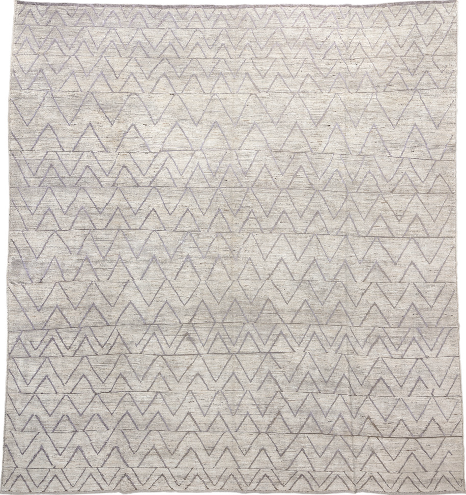 13' x 14' one-of-a-kind handmade vintage Tulu oversize rug. Color palette: dark gray, dim gray, gainsboro, gray, light gray