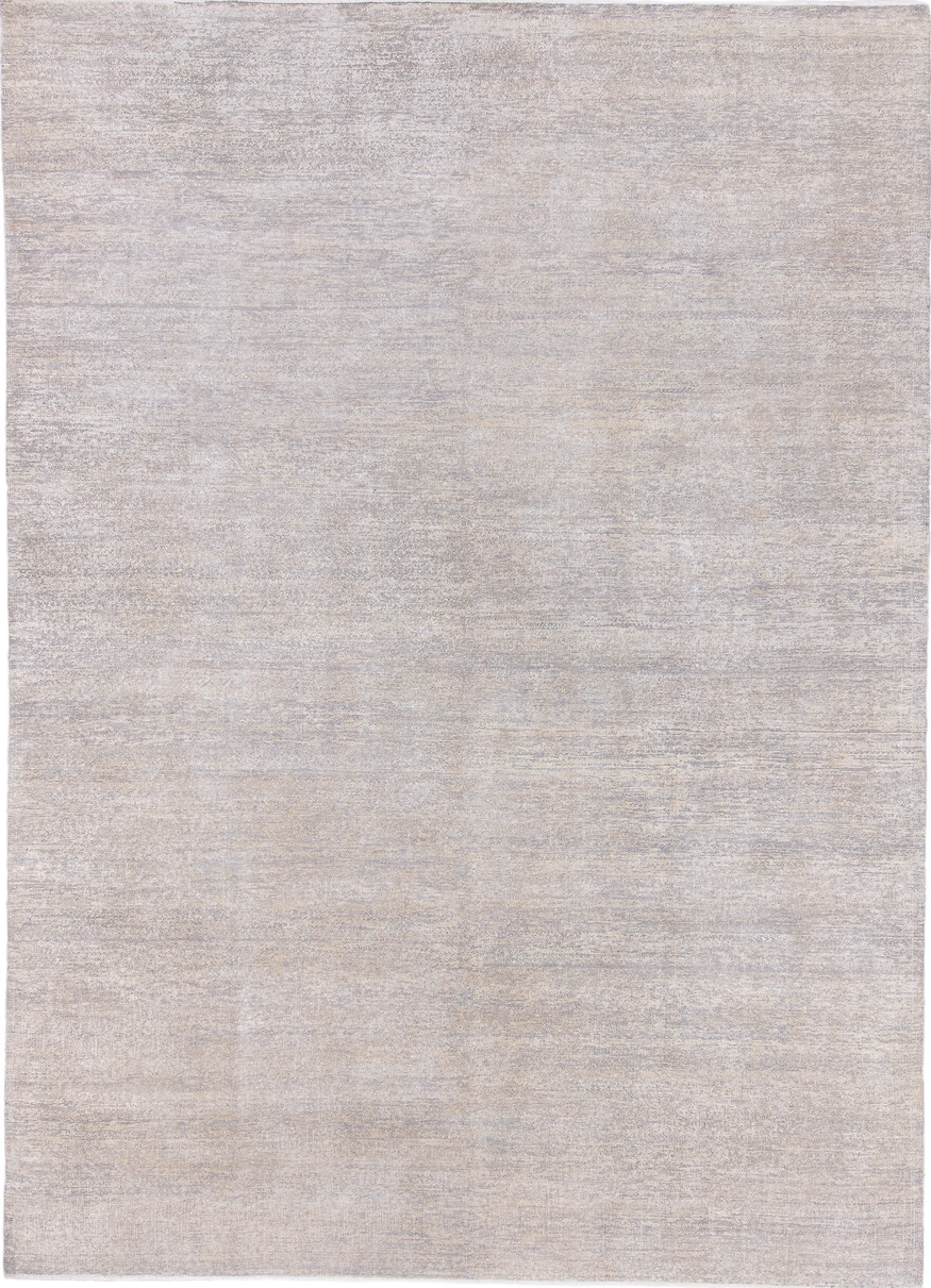 9' x 13' one-of-a-kind handmade vintage Sari Silk large size rug. Color palette: dark gray, dim gray, gainsboro, gray