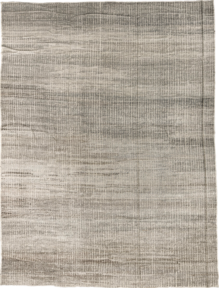 10' x 14' one-of-a-kind handmade vintage Tulu large size rug. Color palette: dark gray, gainsboro, gray, light gray