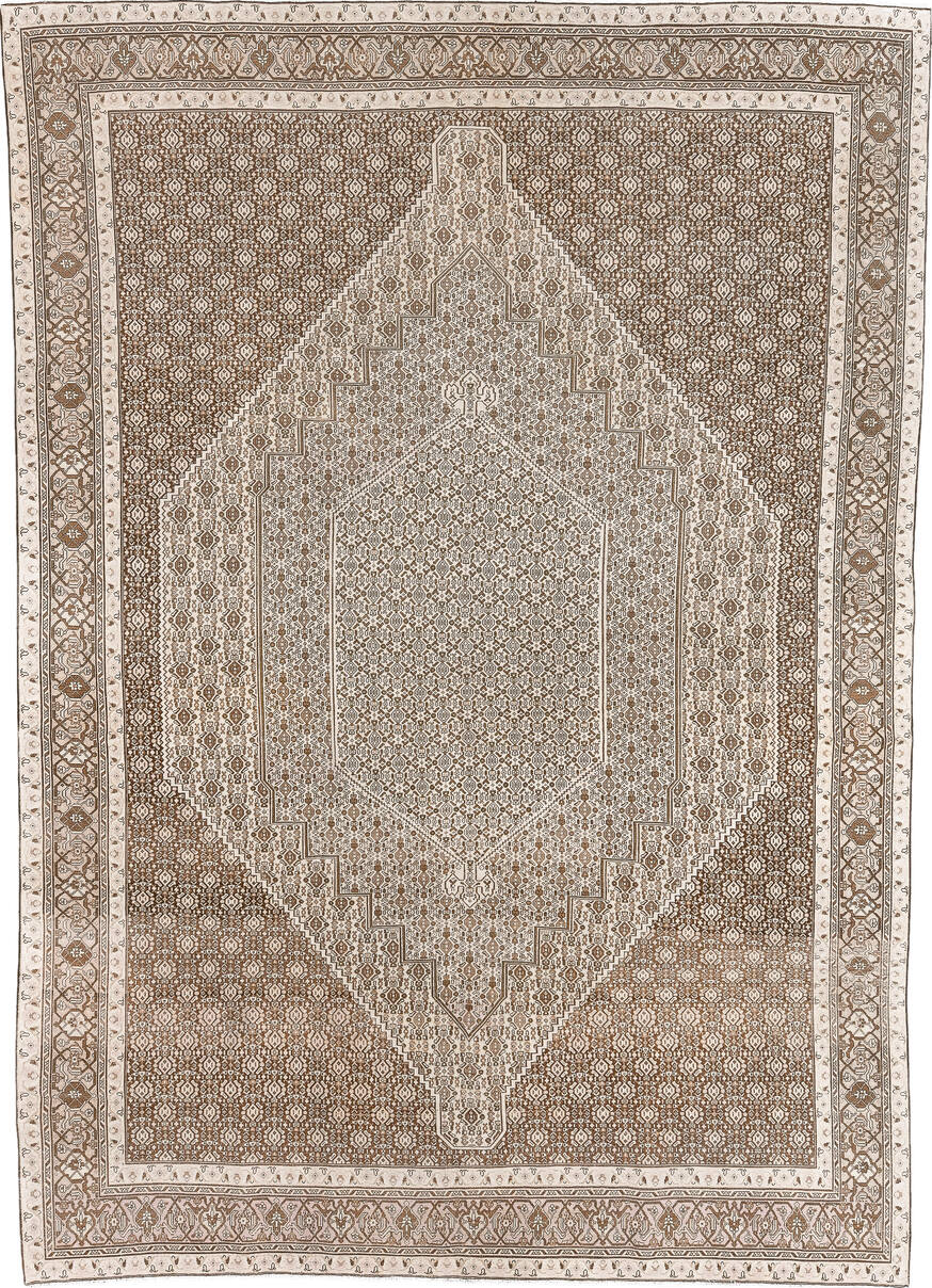 8' x 11' one-of-a-kind handmade vintage Turkish large size rug. Color palette: antiquewhite, brown, floral white, gray