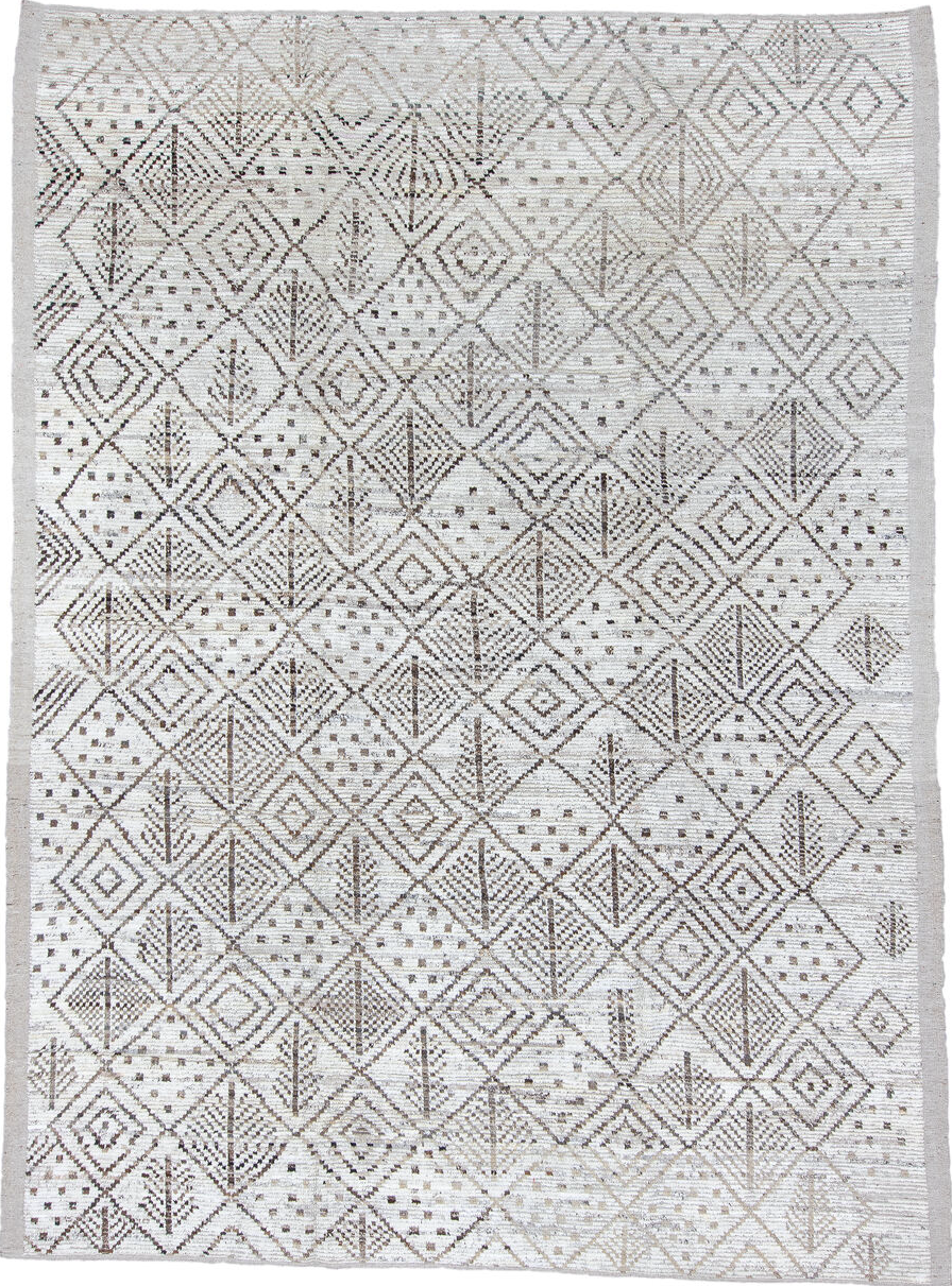 10' x 13' one-of-a-kind handmade vintage Tulu large size rug. Color palette: blue, dark gray, dim gray, gainsboro, gray