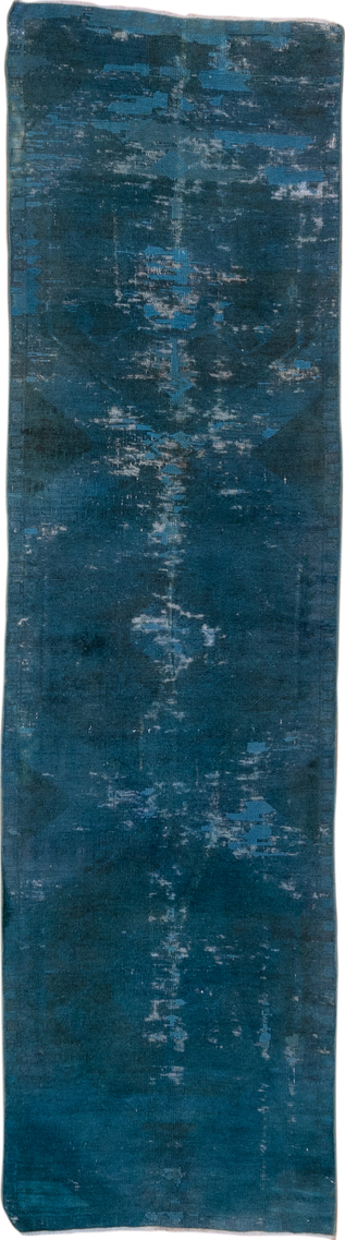 2' x 8' one-of-a-kind handmade vintage Oushak runner rug. Color palette: arapawa, blue, gray, light slate gray, off-white