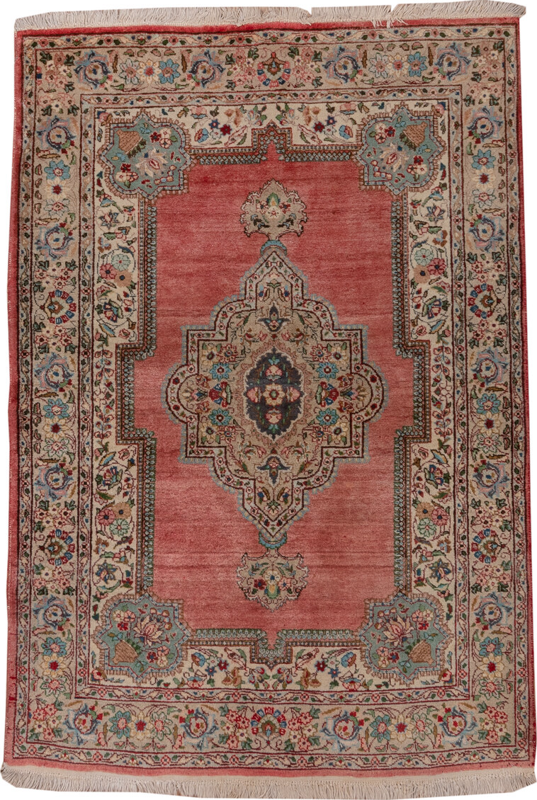 3' x 5' one-of-a-kind handmade vintage Tabriz small size rug. Color palette: black, blue, brown, charcoal, dark gray, gray
