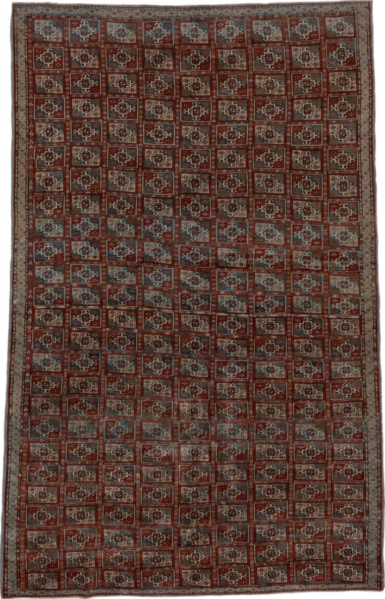 3' x 6' one-of-a-kind handmade vintage Bokara runner rug. Color palette: black, brown, charcoal, dim gray, gray, pink, red