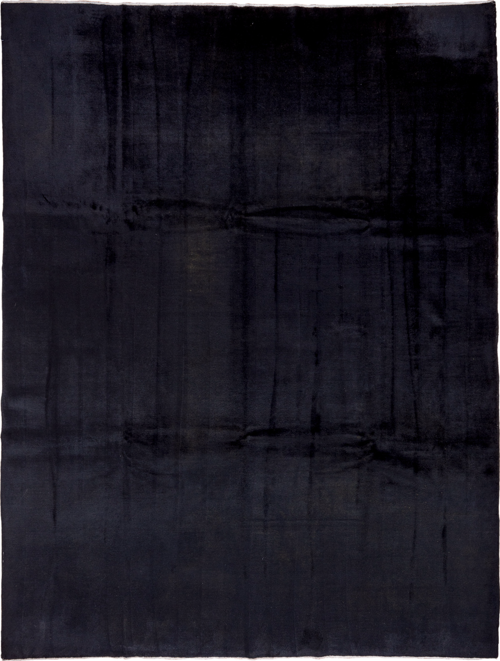9' x 12' one-of-a-kind handmade vintage Overdyed large size rug. Color palette: black, charcoal, gray