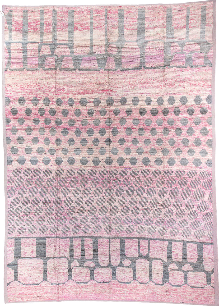 14' x 19' one-of-a-kind handmade vintage Tulu oversize rug. Color palette: black, charcoal, dark gray, dim gray, gray