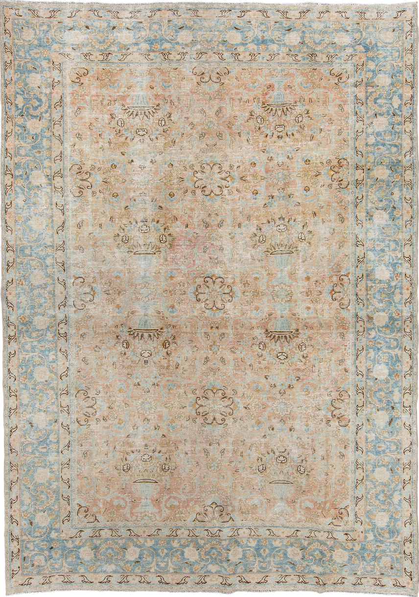 8' x 11' one-of-a-kind handmade vintage Meshed large size rug. Color palette: black, brown, dark gray, gainsboro, gray