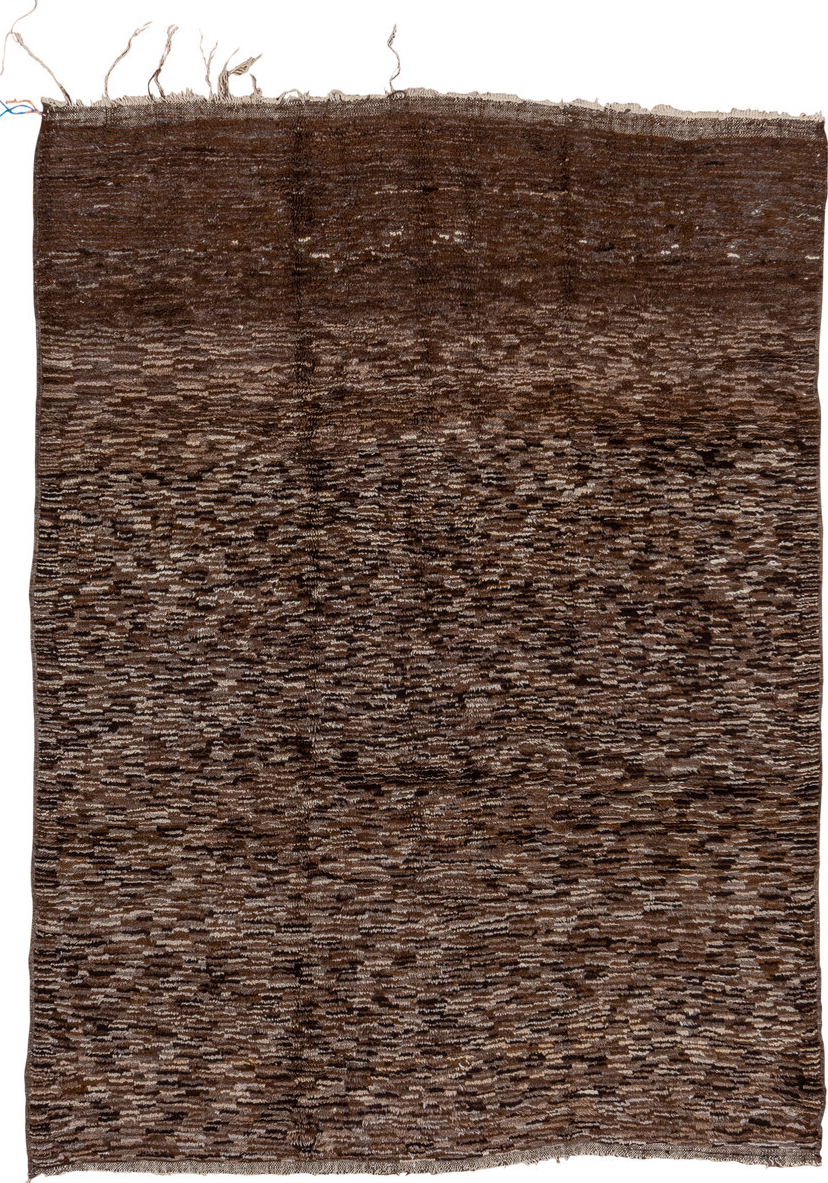 6' x 9' one-of-a-kind handmade vintage Moroccan medium size rug. Color palette: brown, gray, light gray, light slate gray