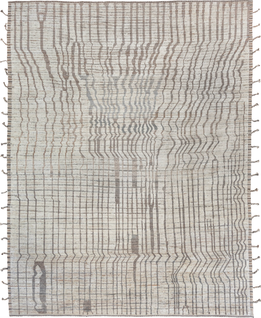 10' x 13' one-of-a-kind handmade vintage Tulu large size rug. Color palette: dark gray, dim gray, gainsboro, gray