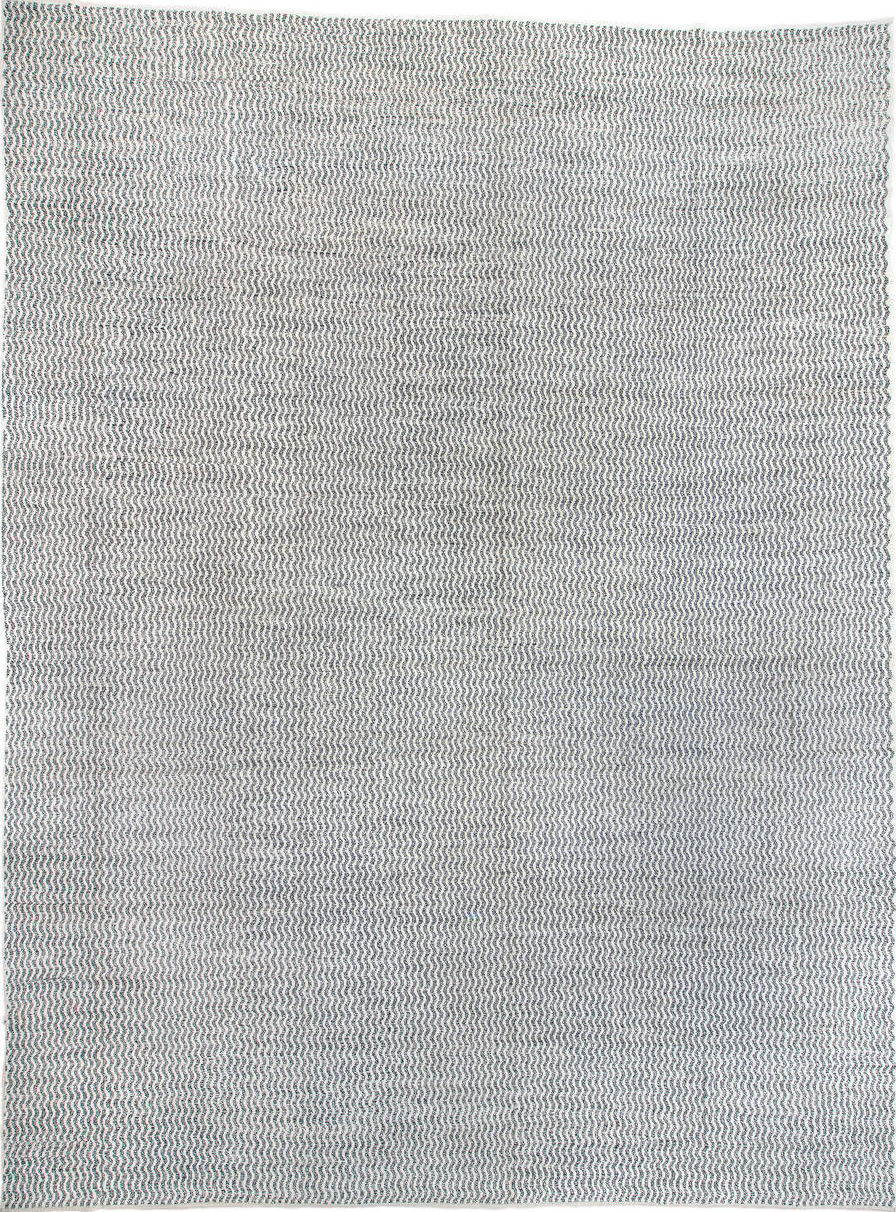 14' x 19' one-of-a-kind handmade vintage Tulu oversize rug. Color palette: black, blue, dark gray, dim gray, gainsboro, gray