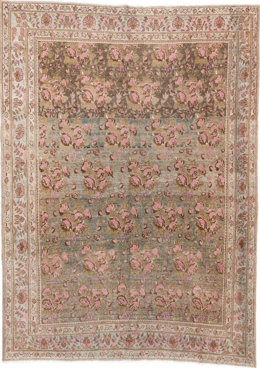 5' x 7' one-of-a-kind handmade vintage Afshar rug. Color palette: brown, gray, light gray, off-white, pink