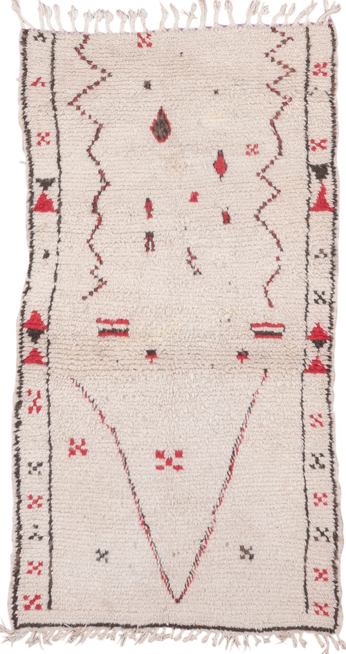 3' x 6' one-of-a-kind handmade vintage Moroccan small size rug. Color palette: dark gray, gray, light gray, linen