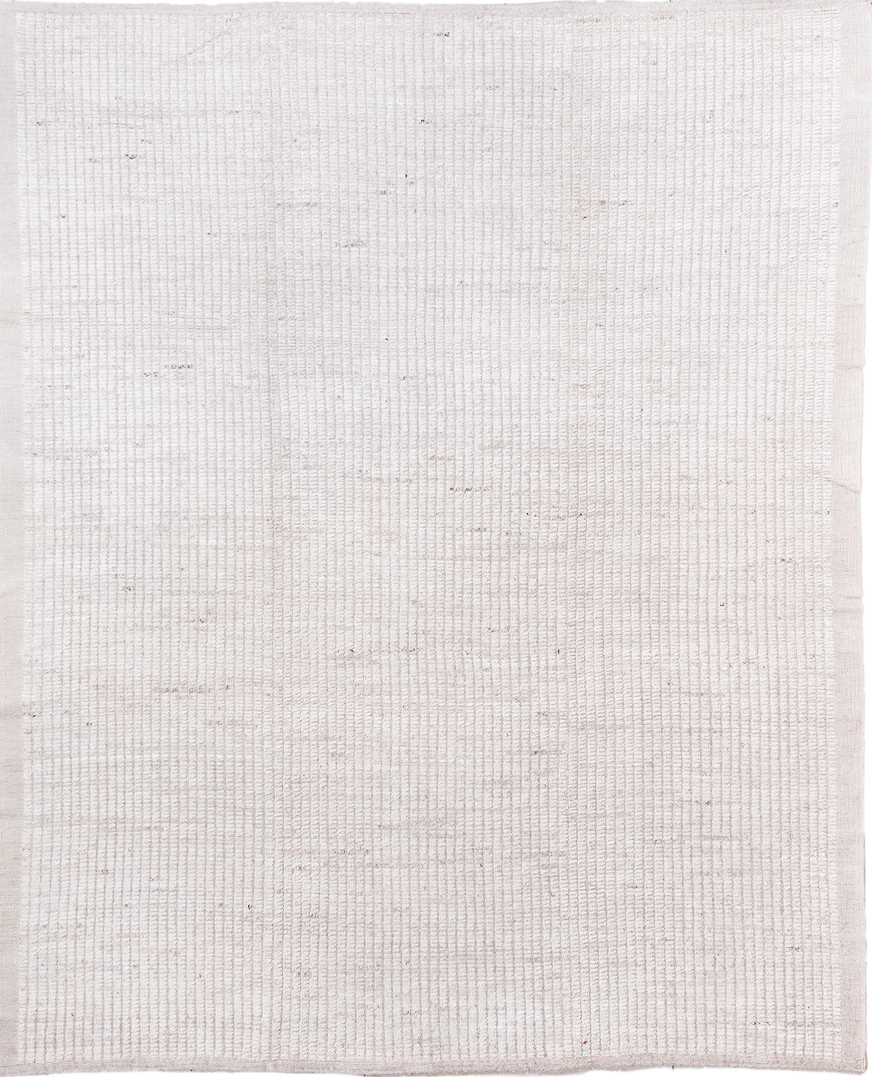 8' x 9' one-of-a-kind handmade vintage Tulu rug. Color palette: dark gray, gainsboro, ghost white, gray, light gray, linen