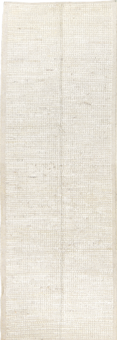 3' x 9' one-of-a-kind handmade vintage Tulu runner rug. Color palette: brown, dark gray, gainsboro, gray, light gray