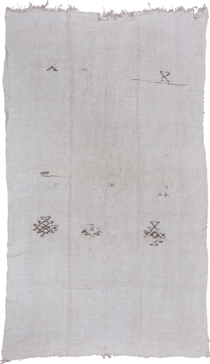 7' x 12' one-of-a-kind handmade vintage Hemp Kilim large size rug. Color palette: dark gray, gainsboro, gray, light gray