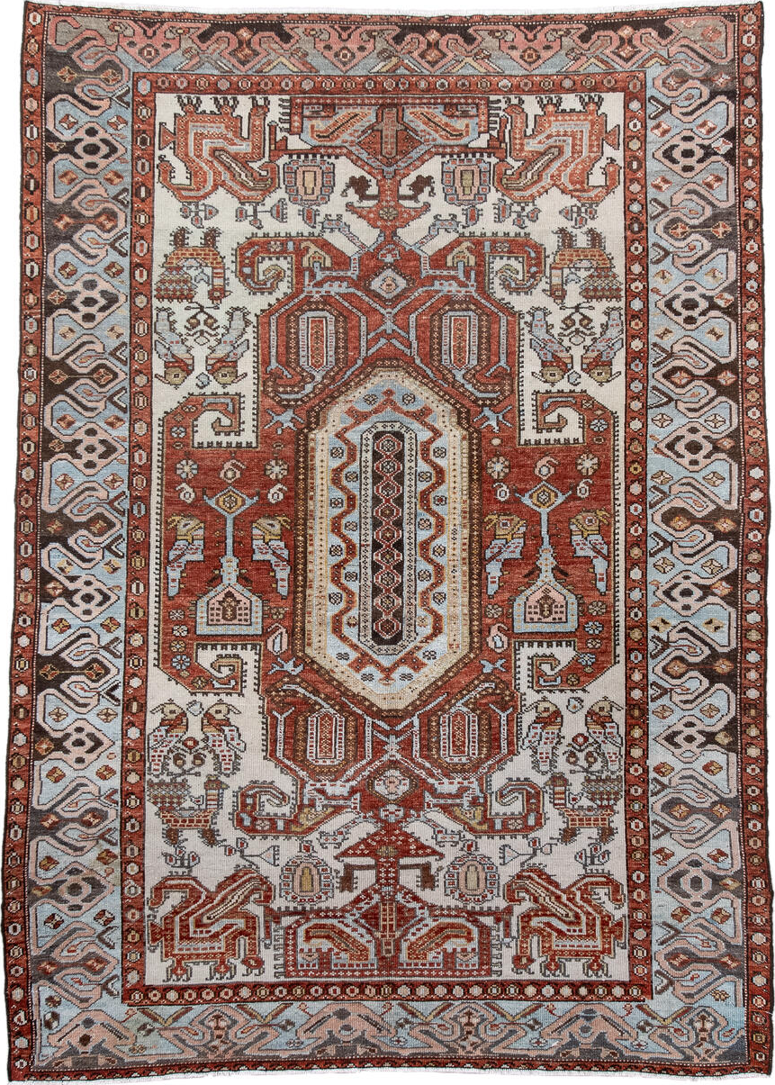 4' x 6' one-of-a-kind handmade vintage Malayer small size rug. Color palette: black, brown, dark gray, dim gray, gray