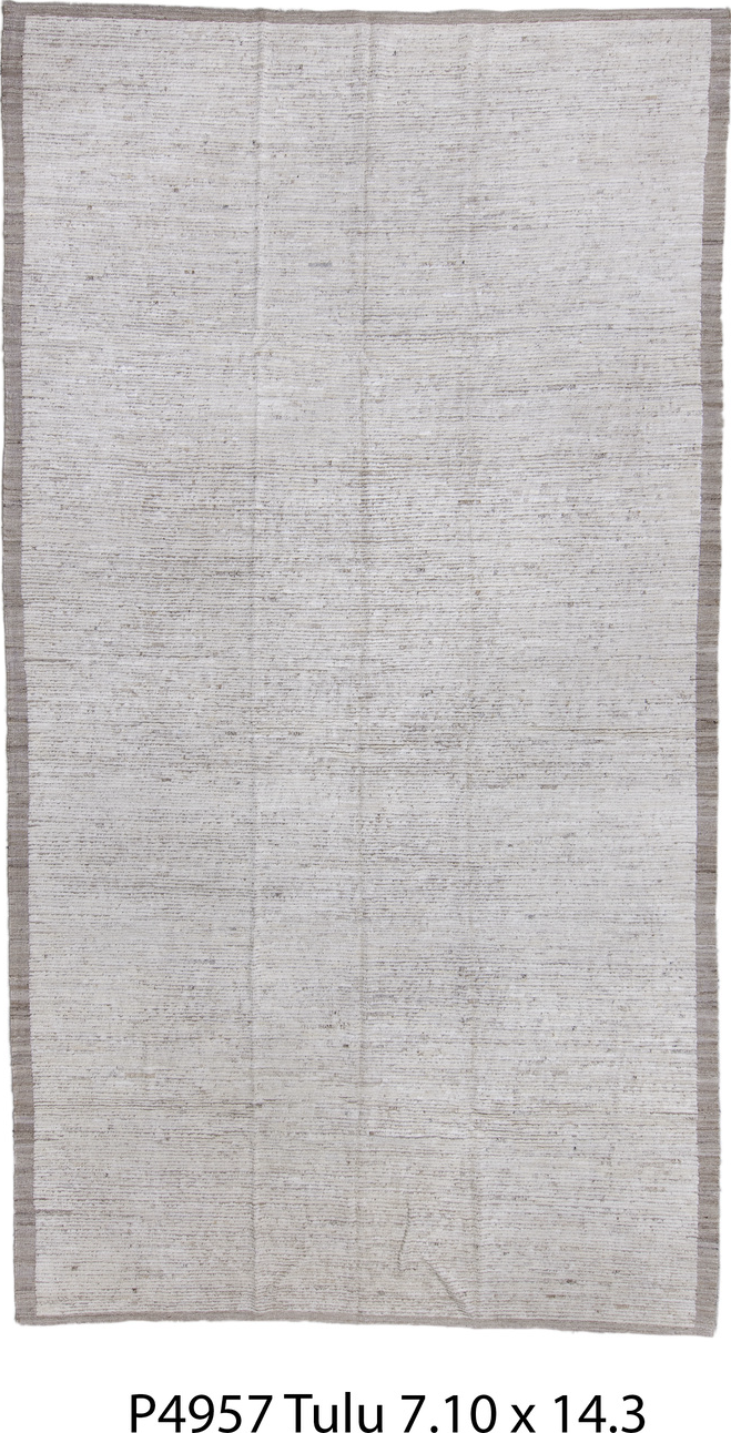 7' x 14' one-of-a-kind handmade vintage Tulu large size rug. Color palette: brown, gray, pink, redwood