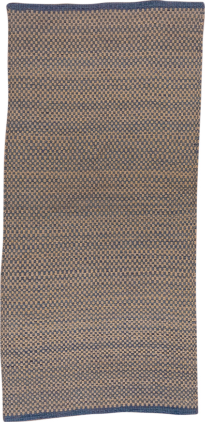 2' x 4' one-of-a-kind handmade vintage Kilim small size rug. Color palette: blue, brown, dim gray, gray, light gray