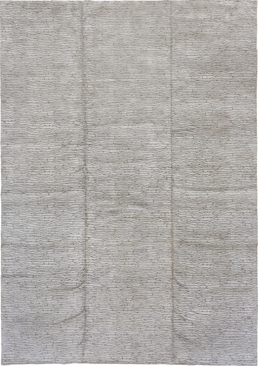 10' x 14' one-of-a-kind handmade vintage Silk large size rug. Color palette: dark gray, dim gray, gainsboro, gray