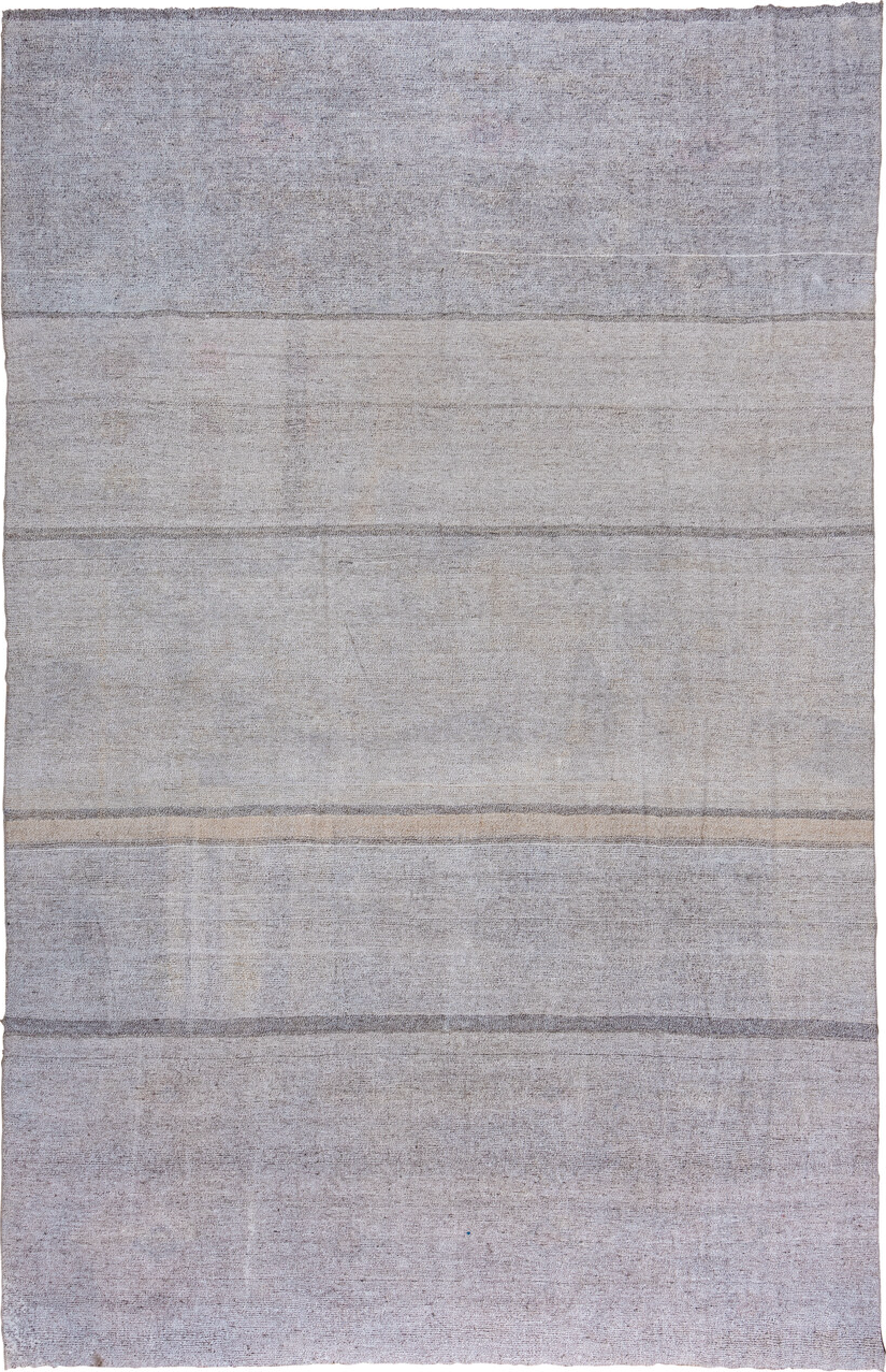 10' x 16' one-of-a-kind handmade vintage Flatweave rug. Color palette: dark gray, dim gray, gainsboro, gray, light gray