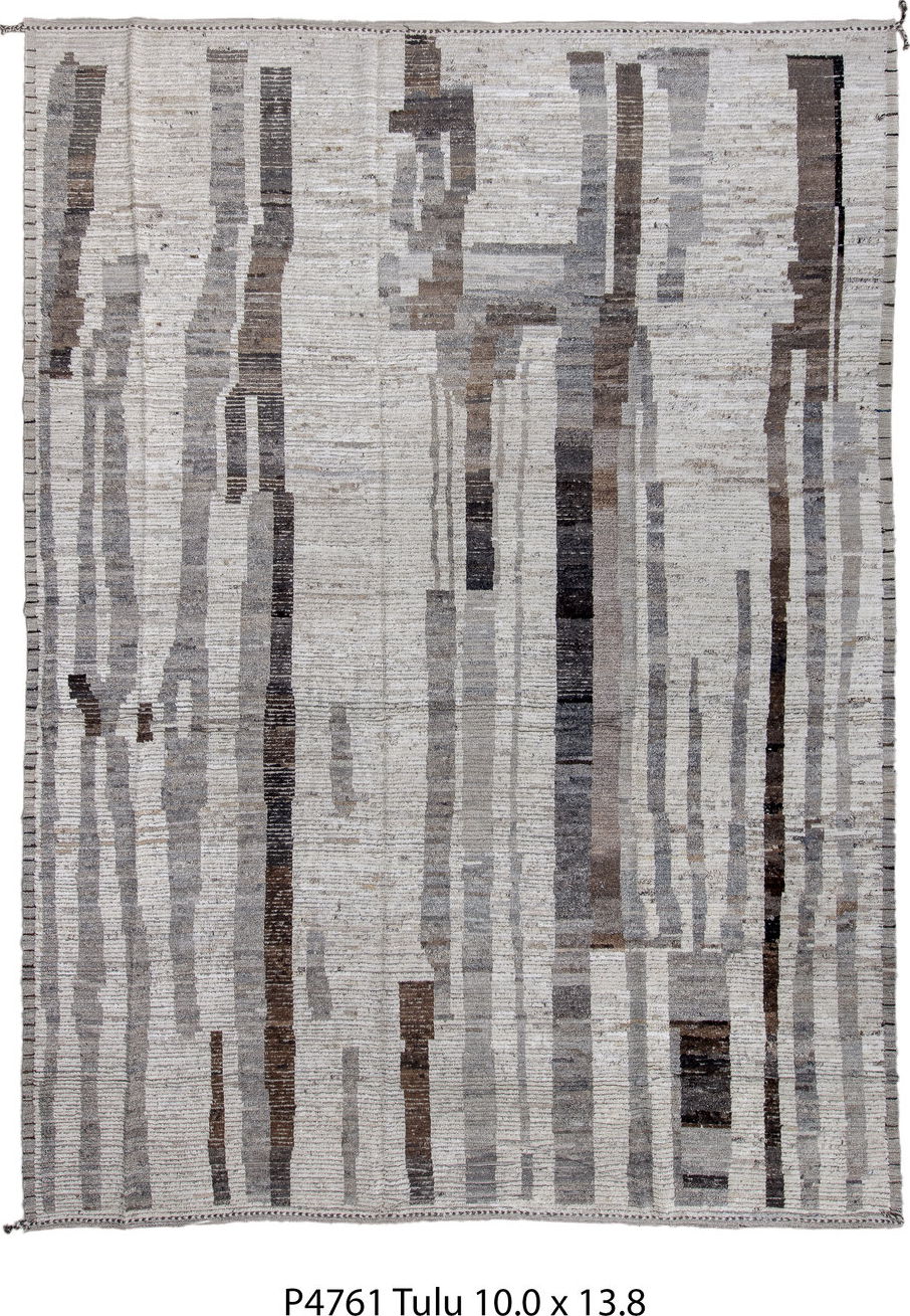 10' x 13' one-of-a-kind handmade vintage Tulu large size rug. Color palette: black, blue, charcoal, dark gray, dim gray