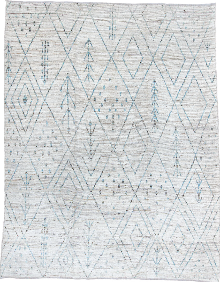 10' x 13' one-of-a-kind handmade vintage Tulu large size rug. Color palette: black, charcoal, dark gray, gainsboro, gray