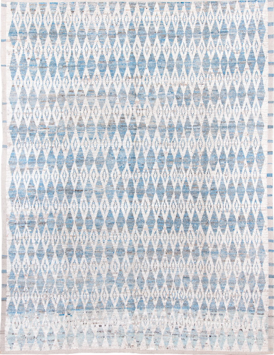 10' x 13' one-of-a-kind handmade vintage Tulu large size rug. Color palette: dark gray, gainsboro, gray, light blue