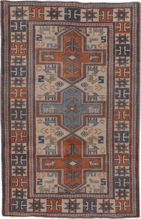 2' x 4' one-of-a-kind handmade vintage Oushak small size rug. Color palette: black, brown, gray, light gray, off-white, pink