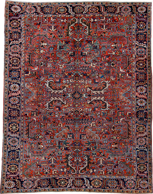 Antique Heriz Area Rug (9' x 12')