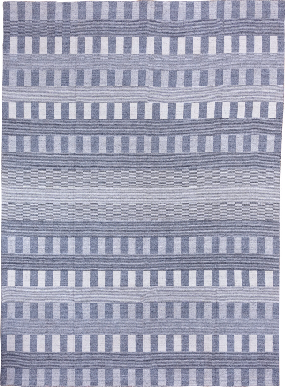 10' x 14' one-of-a-kind handmade vintage Kilim large size rug. Color palette: alice blue, blue, dim gray, gainsboro