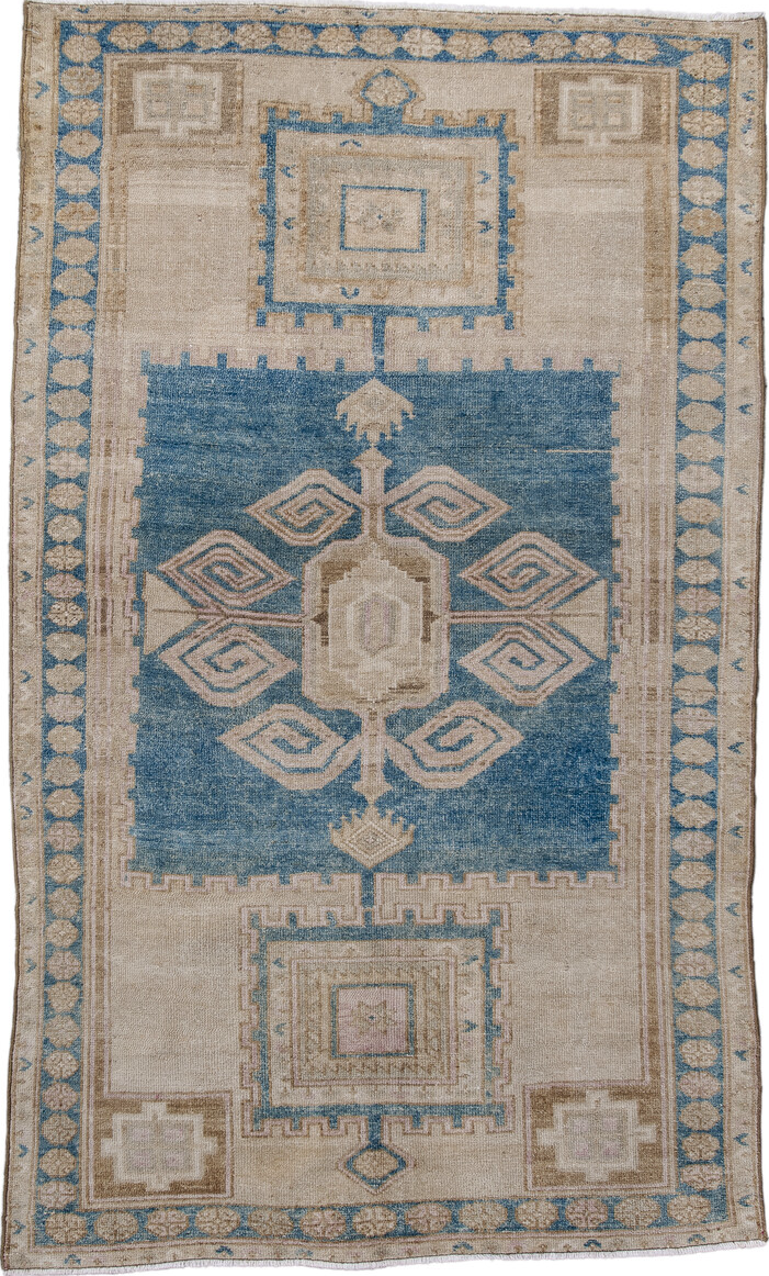 4' x 6' one-of-a-kind handmade vintage Hamadan small size rug. Color palette: arapawa, black, blue, brown, charcoal