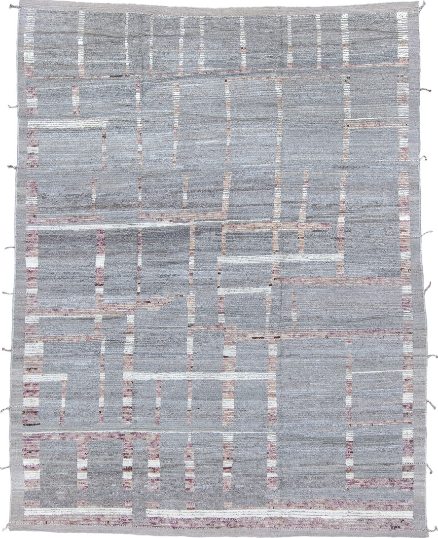 8' x 10' one-of-a-kind handmade vintage Tulu large size rug. Color palette: dark gray, gainsboro, gray, light blue