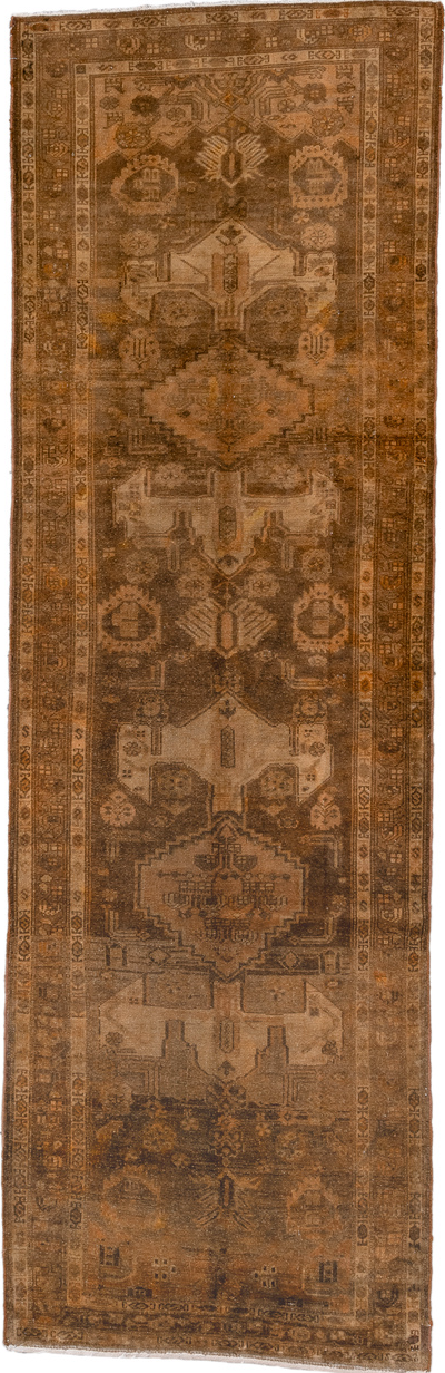 3' x 10' one-of-a-kind handmade vintage Malayer runner rug. Color palette: gray, light gray, off-white, pink, snow, white