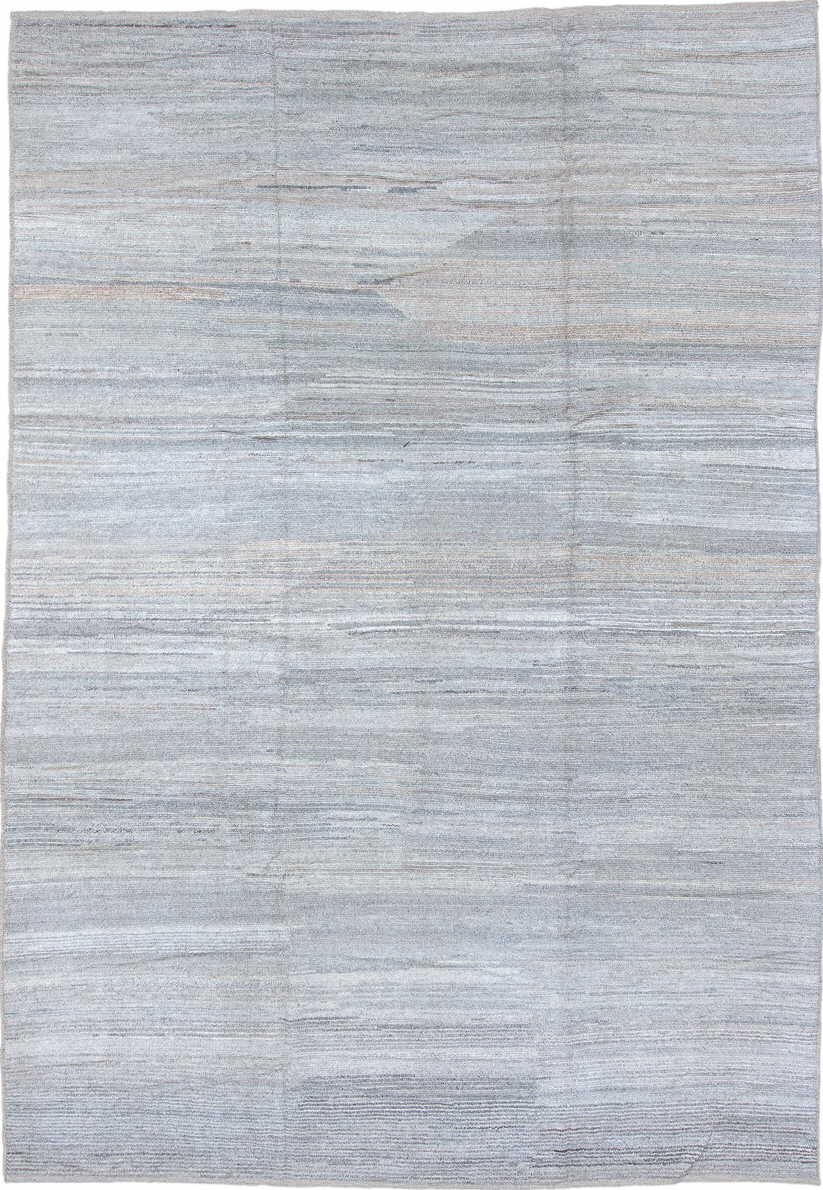 9' x 14' one-of-a-kind handmade vintage Tulu large size rug. Color palette: black, blue, dark gray, gainsboro, gray