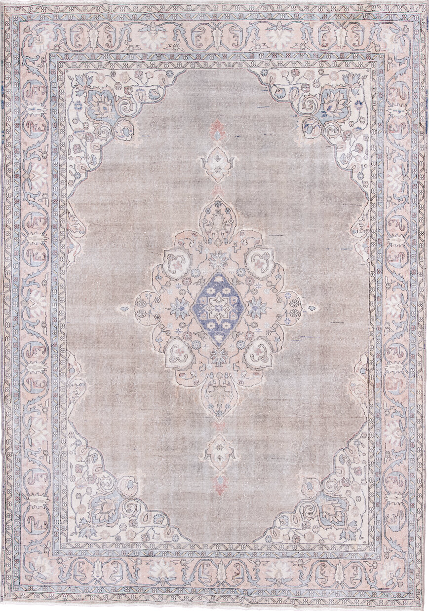 8' x 11' one-of-a-kind handmade vintage Sparta large size rug. Color palette: dark gray, dim gray, gainsboro, gray