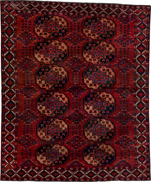 Antique Afghan Area Rug (6' x 7')