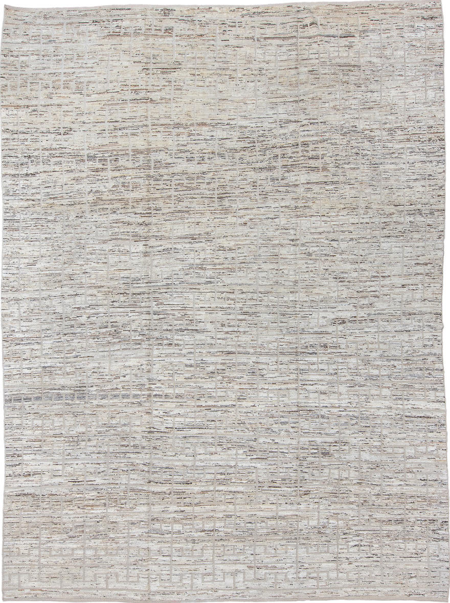 10' x 14' one-of-a-kind handmade vintage Tulu large size rug. Color palette: black, blue, dark gray, gainsboro, gray