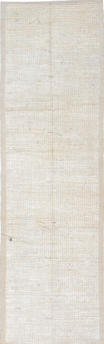 3' x 10' one-of-a-kind handmade vintage Tulu runner rug. Color palette: blue, dark gray, dim gray, gainsboro, gray