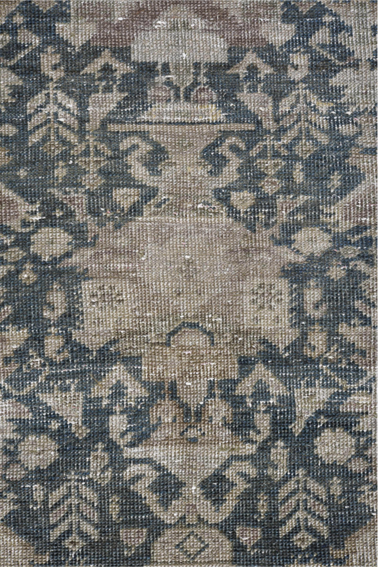 3' x 7' one-of-a-kind handmade vintage Sarab runner rug. Color palette: black, blue, charcoal, dark gray, dim gray, gray