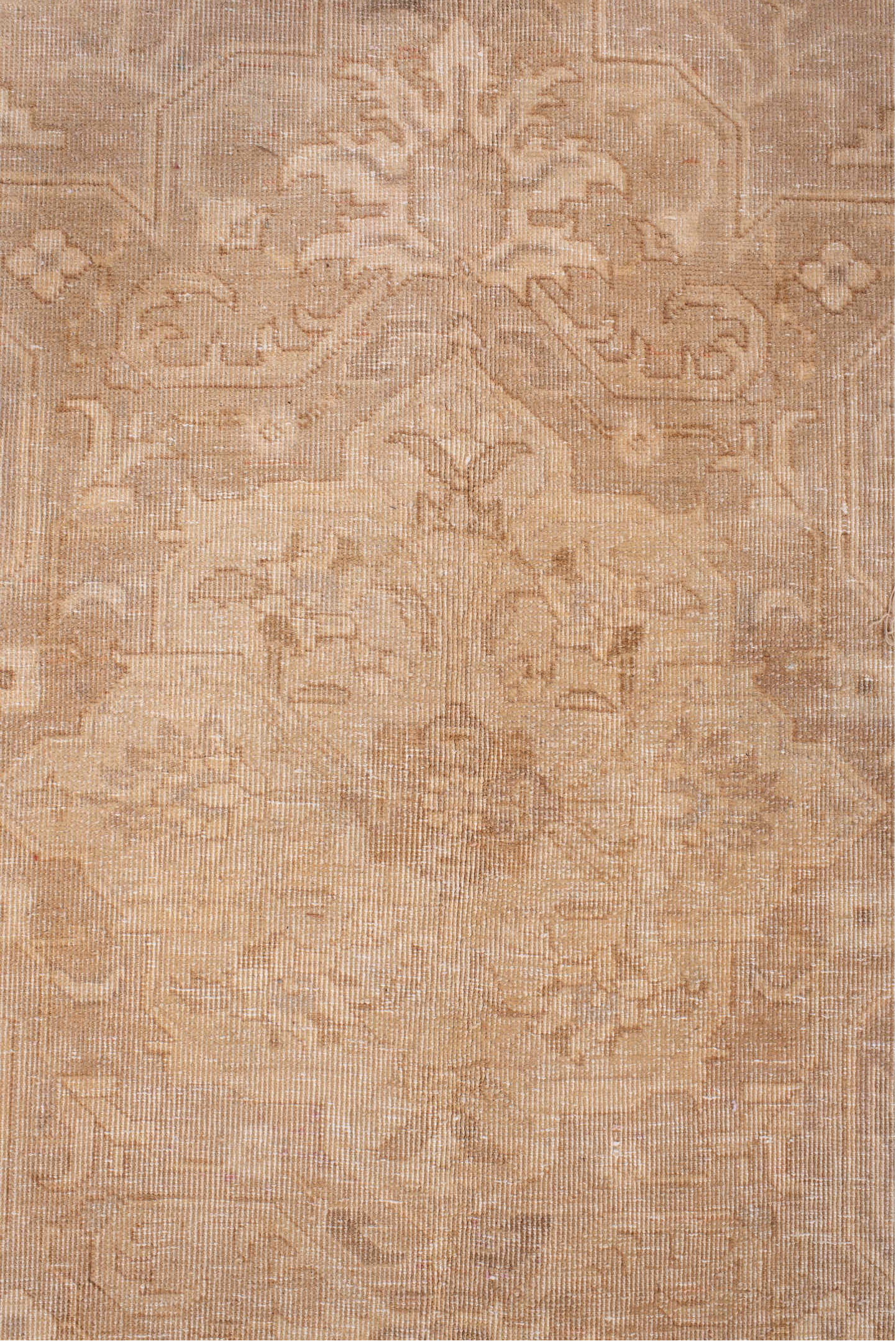 9' x 12' one-of-a-kind handmade vintage Tabriz large size rug. Color palette: bisque, brown, off-white, orange, peach puff