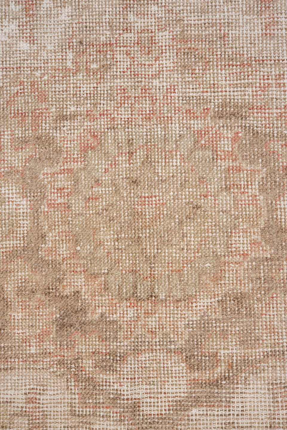 6' x 10' one-of-a-kind handmade vintage Oushak large size rug. Color palette: gray, light gray, linen, off-white, pink