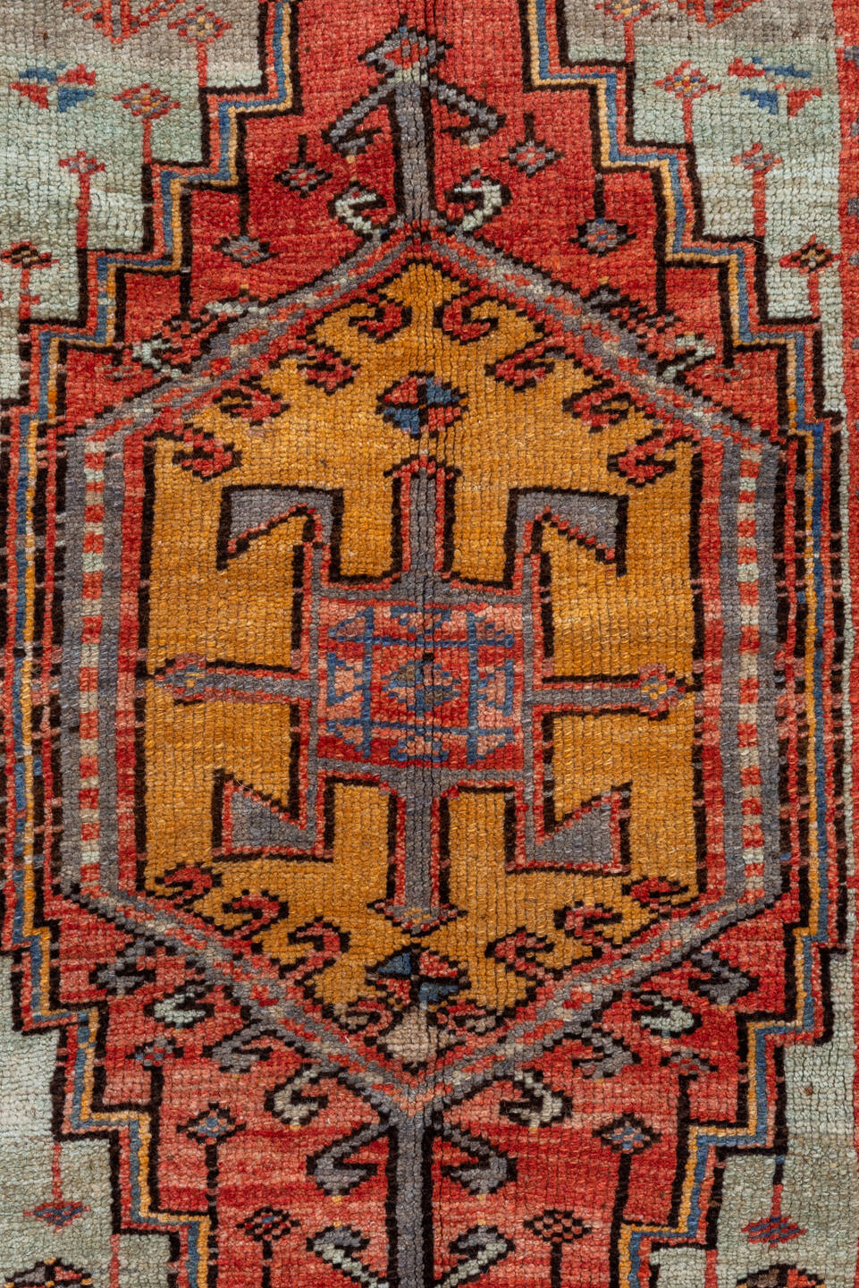 3' x 5' one-of-a-kind handmade vintage Oushak small size rug. Color palette: black, blue, brown, gray, pink