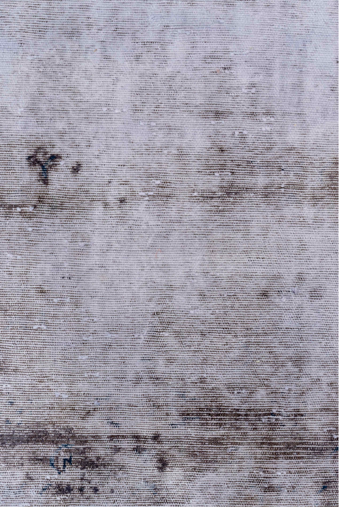 3' x 10' one-of-a-kind handmade vintage Overdyed runner rug. Color palette: blue, gainsboro, gray, light blue, light gray