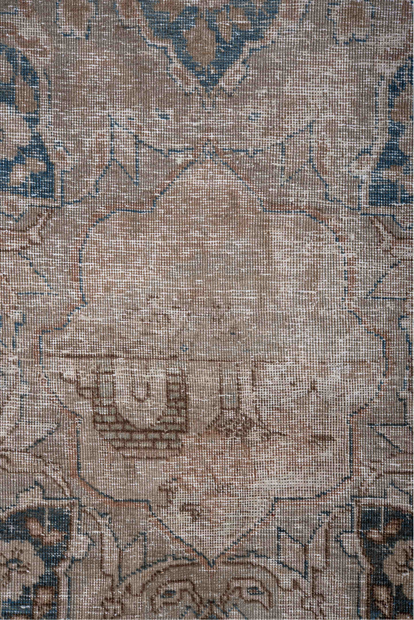 7' x 10' one-of-a-kind handmade vintage Tabriz large size rug. Color palette: blue, brown, dim gray, gray, light gray