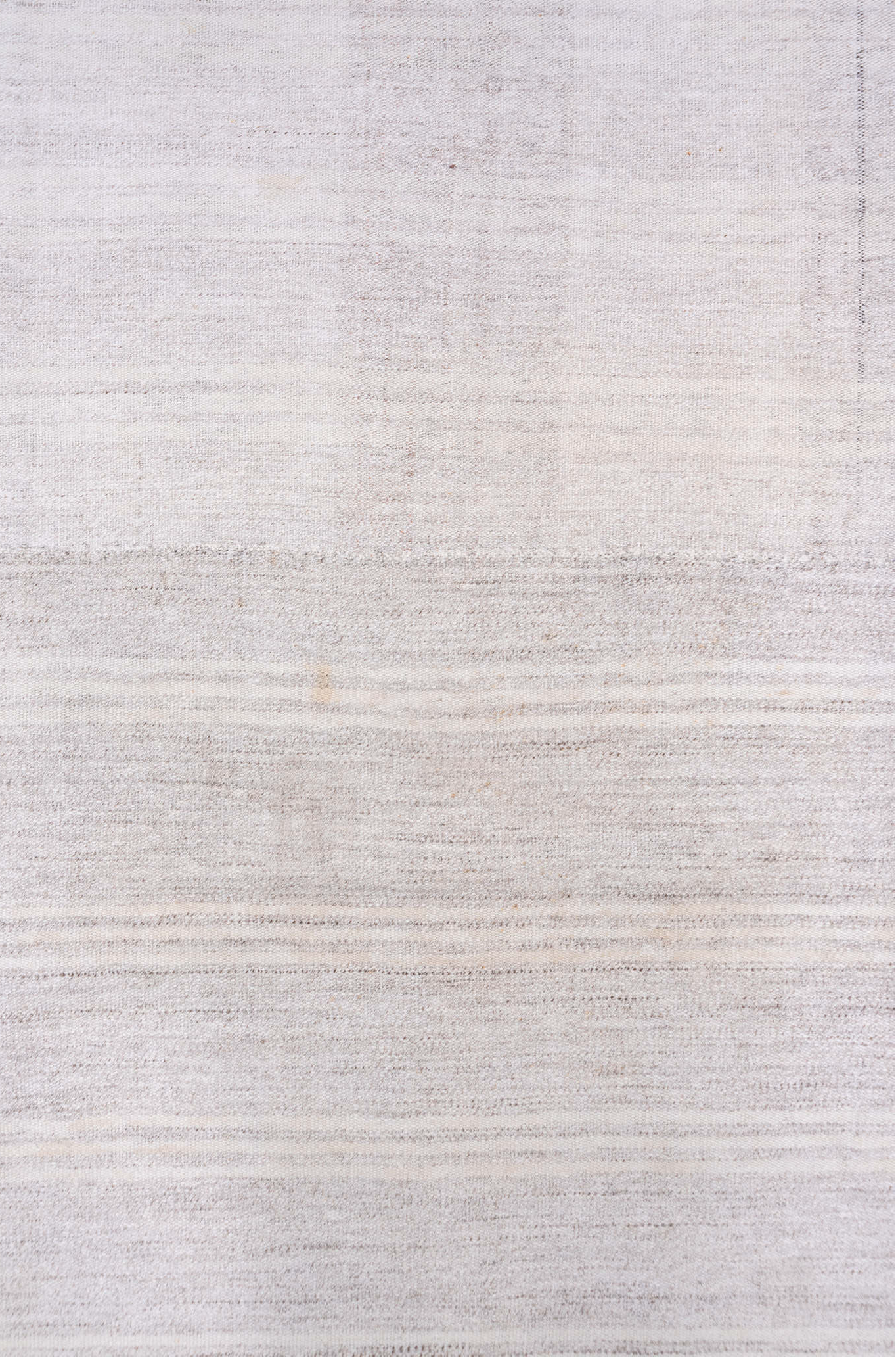 7' x 9' one-of-a-kind handmade vintage Flatweave rug. Color palette: dark gray, gainsboro, gray, light gray, off-white, pink