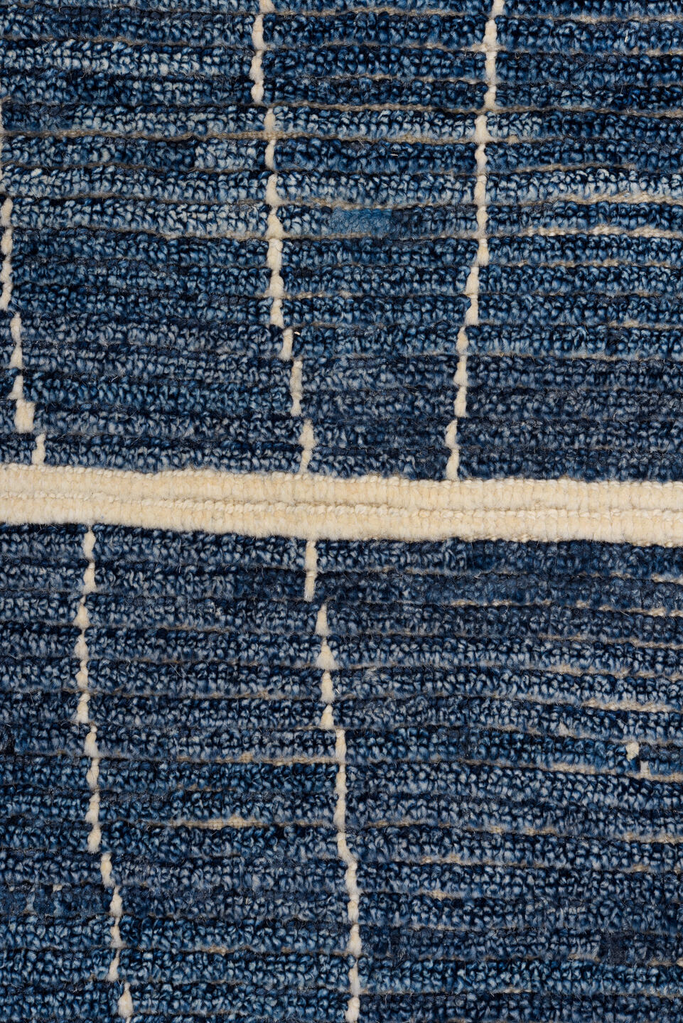 2' x 14' one-of-a-kind handmade vintage Tulu runner rug. Color palette: black, blue, brown, gray, light blue, light gray