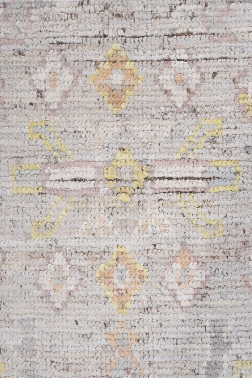 8' x 10' one-of-a-kind handmade vintage Tulu large size rug. Color palette: gray, pink, off-white, light gray, brown