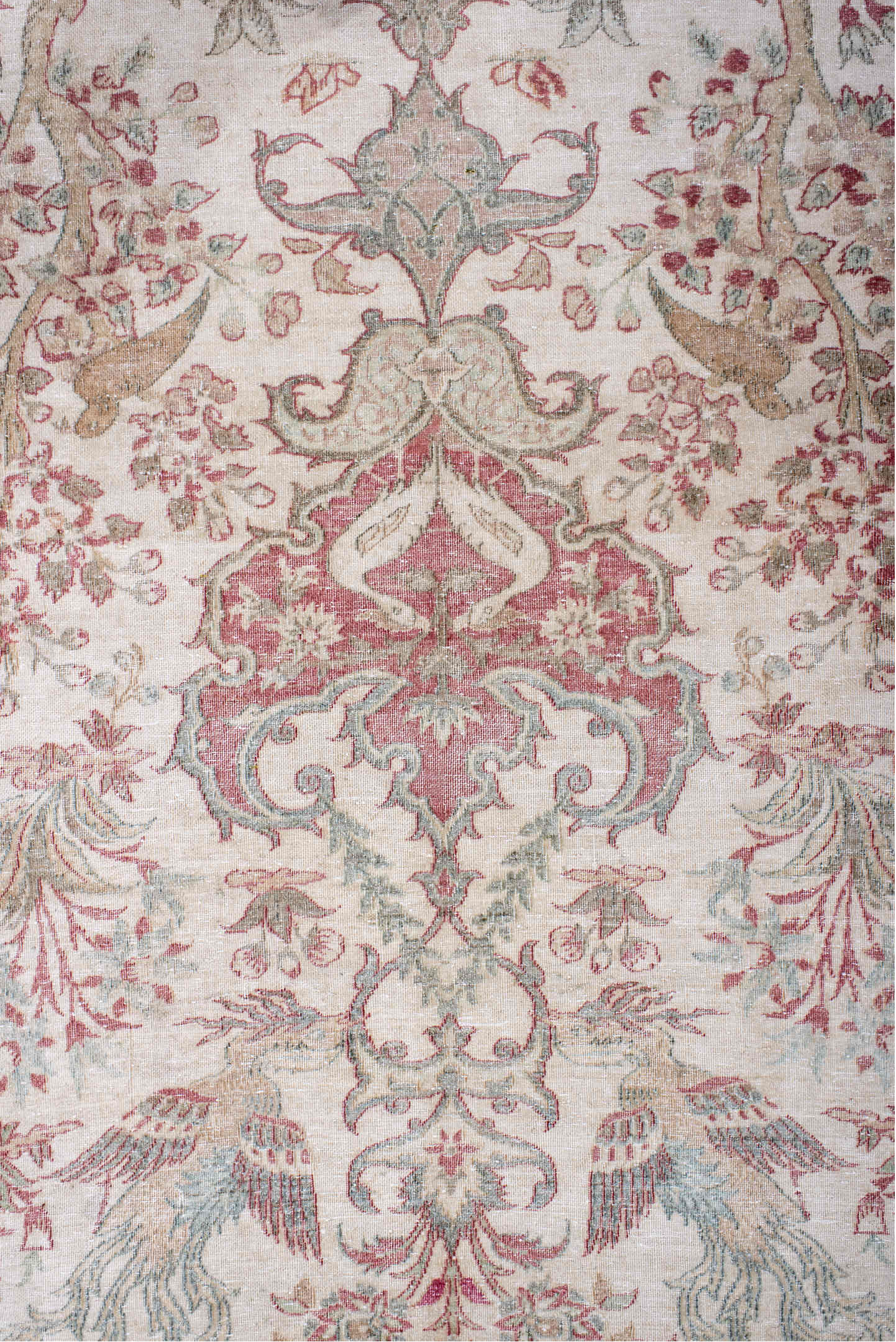 3' x 4' one-of-a-kind handmade vintage Sivas small size rug. Color palette: brown, dark gray, dim gray, gainsboro, gray